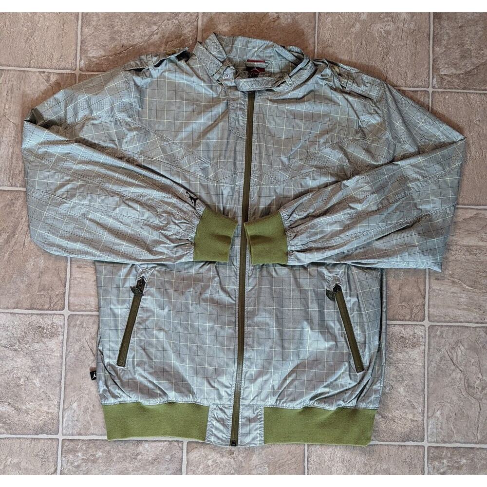 Vintage Nike Jumpman Jordan sz XL Golf Jacket green plaid print zips men HU